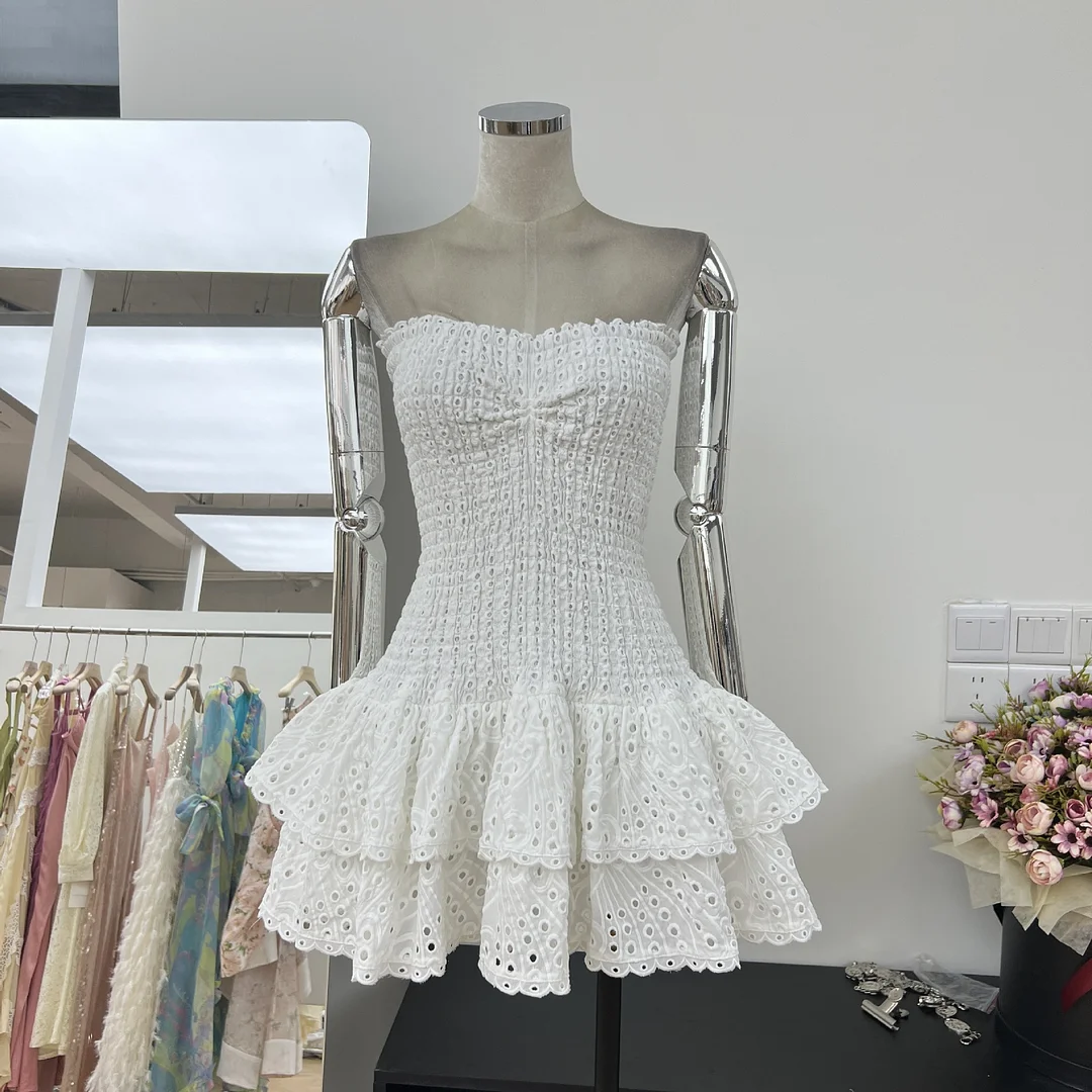 Zingj Summer Trend Light Luxury Classic Embroidery To Hit The Elastic Waist To Show Thin Dress Cake Skirt