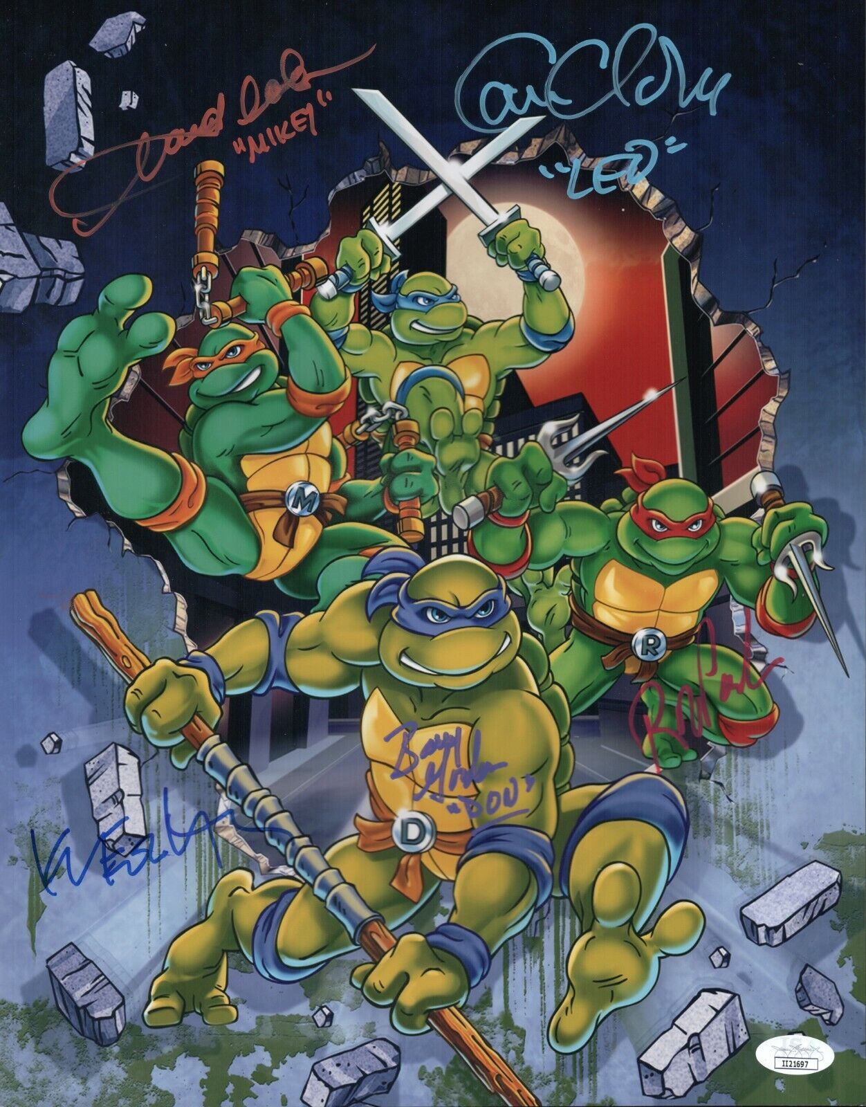Teenage Mutant Ninja Turtles Authentic Cast Signed x5 11x14 Photo Poster painting TMNT JSA COA