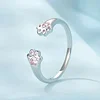 Sterling Silver Pink Paw Print Open Finger Ring