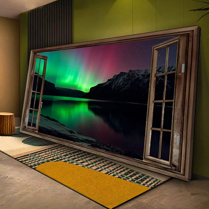 Aurora Starry Night Window Canvas Wall Art