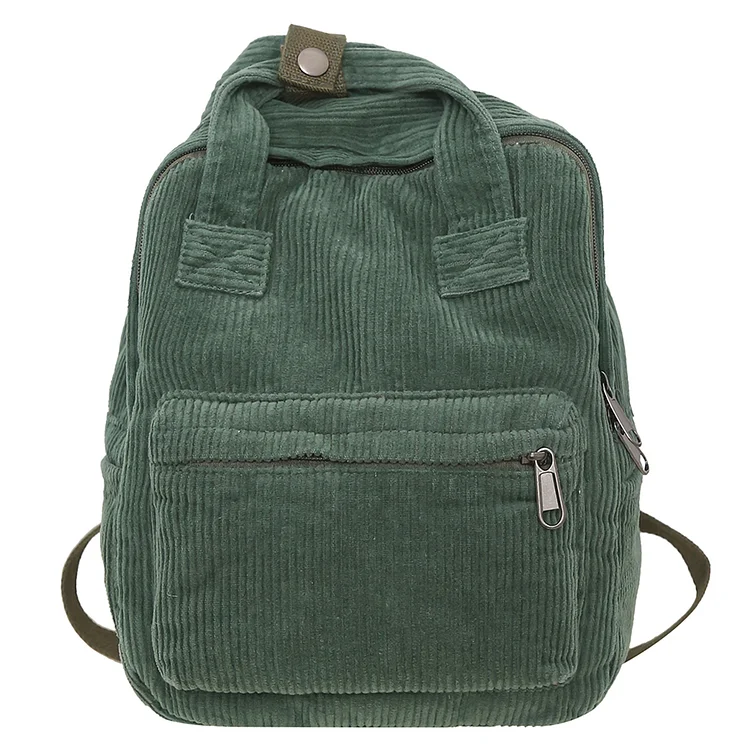 Women Daily Handbag Corduroy Multiple Pockets Simple Outdoors Bag (Green)