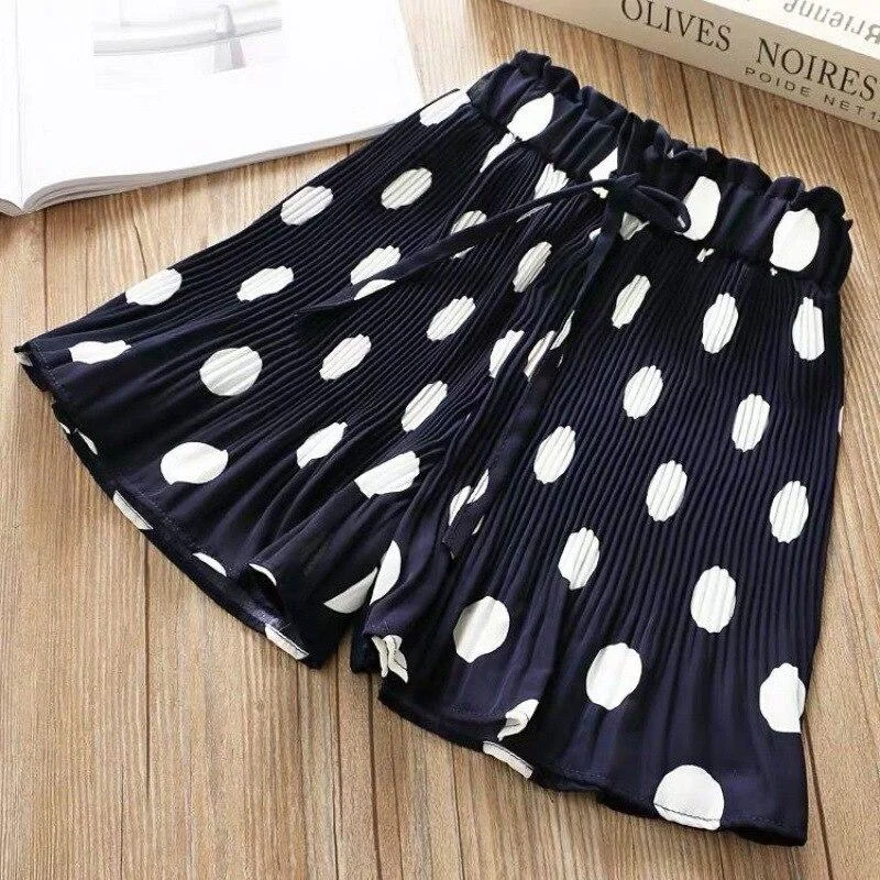 Girls Pants Summer Elastic Chiffon Breathable Loose Wide Leg Pants Girl Clothes Casual Pleated Leggings for Girls
