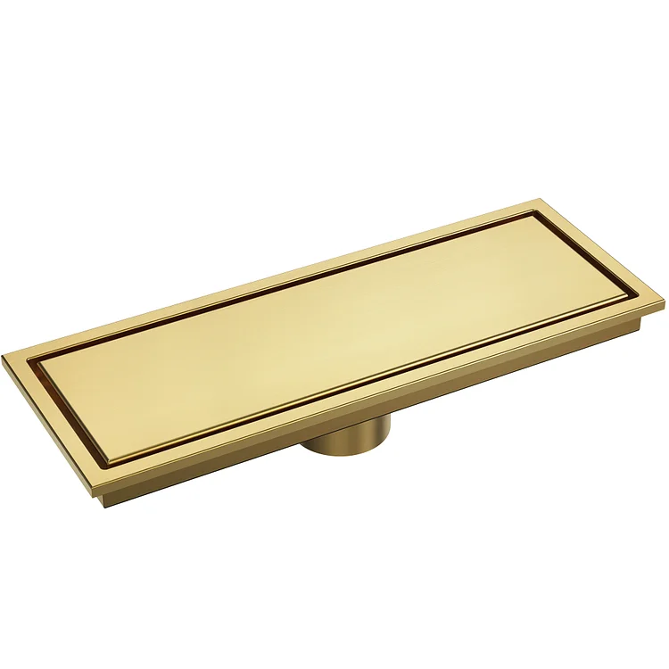 SFS-3067-GD The EVERSTEIN brushed gold 11.8 inches x 4.3 inches rectangular stainless steel floor drain
