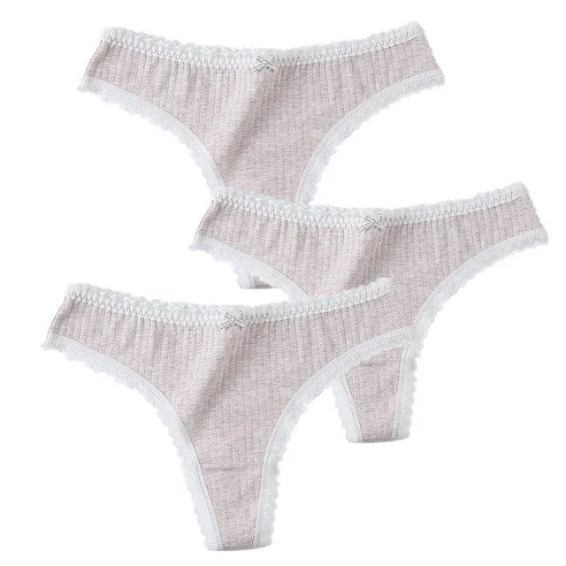 G-String Panties Cotton Women's Underwear Sexy Panties Soft Female Underpants Thong Solid Color Lace Panty Lingerie M-XL Comfort
