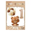 Retro Cream Caramel Cartoon Bunny Bear 0 - 9 Numbers Latex Aluminum Film Balloons Flags Package Kids Birthday Party Decors