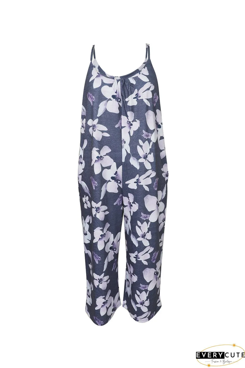 Print Spaghetti Strap Wide Leg Jumpsuit