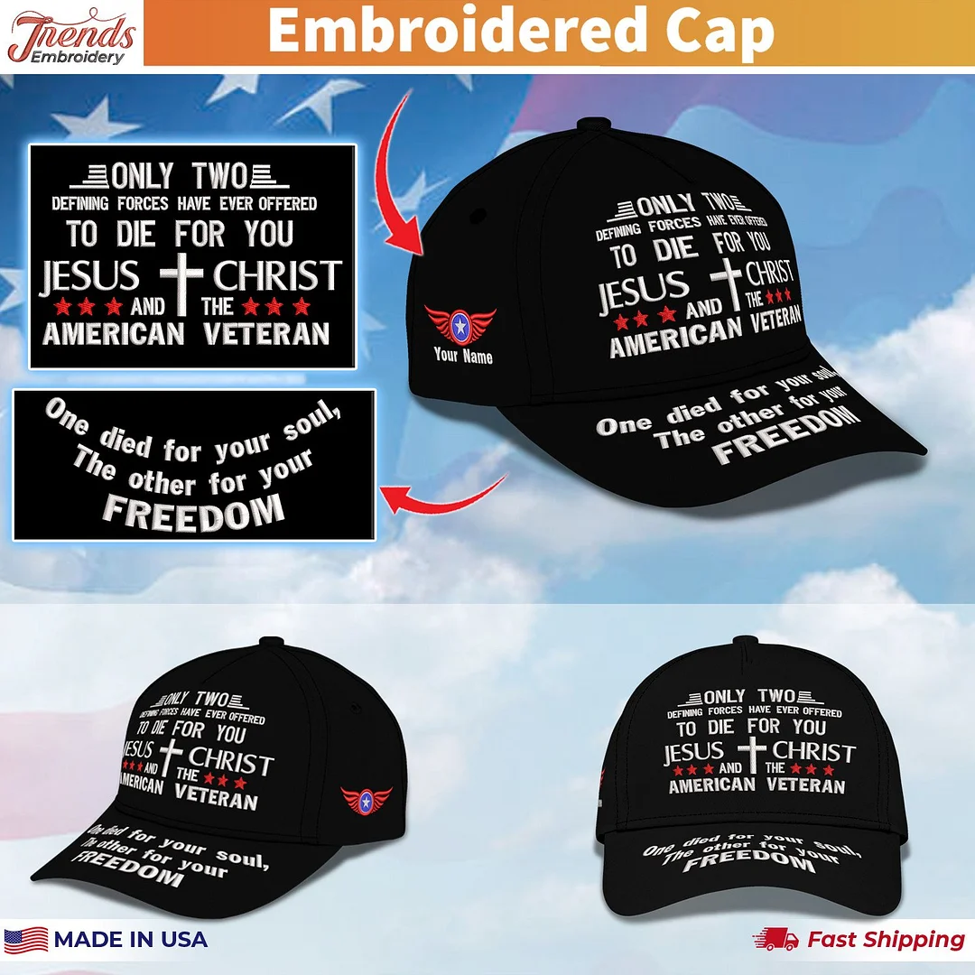 Custom Embroidery Cap - Jesus Christ And The American Embroidery Cap