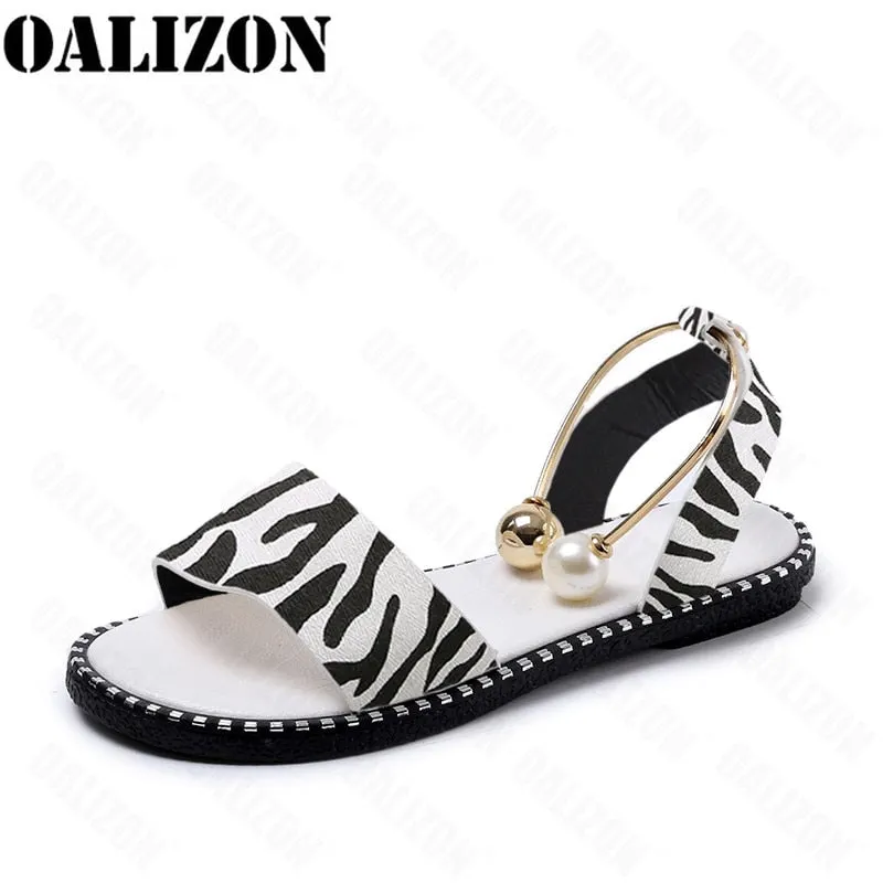 New Summer Women's Beaded Pearly Sandals Slippers Shoes Women Ladies Flats Sandals Flip Flop Casual Flat Slingback Sandals Shoes