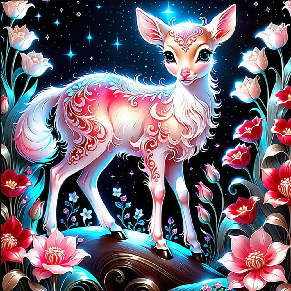 Full Round Diamond Painting - Luminous Deer(Canvas|30*30cm)