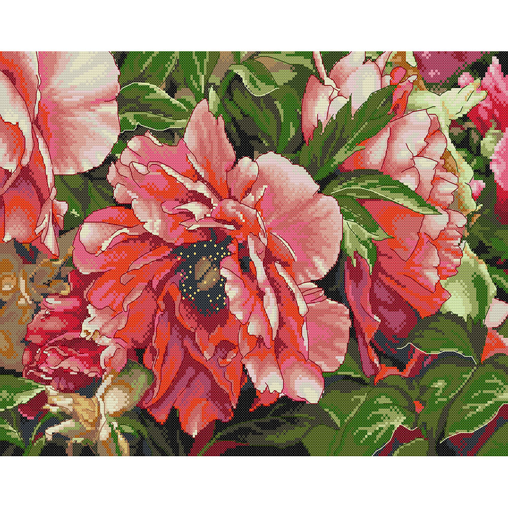 

Peony - 14CT Stamped Cross Stitch - 49*35CM, 501 Original