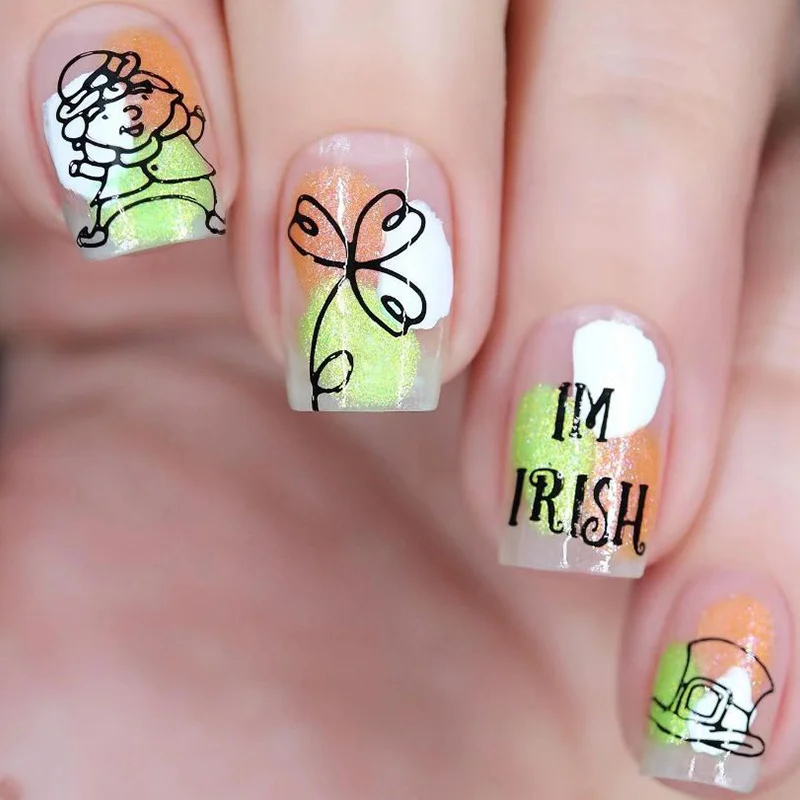 Churchf Churchf Armor St. Patrick's Day Clover Nail Green Nail Patch Hat Element Nail Piece Finished Square