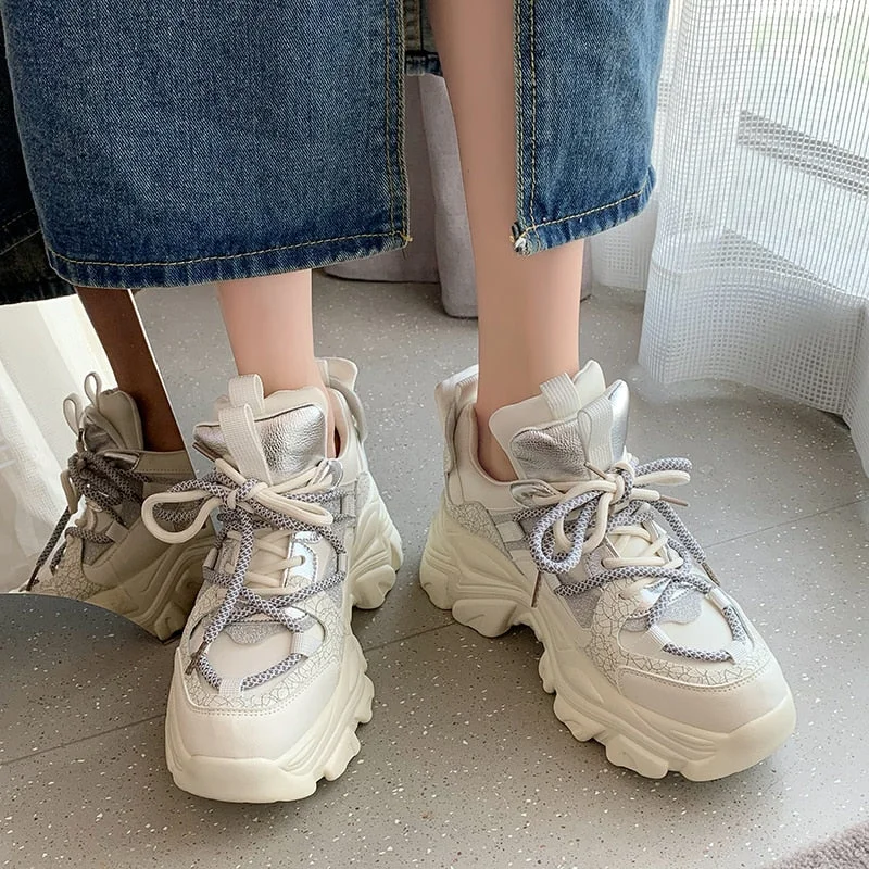 Designer Sneakers Women Platform Shoes 2021 Fashion Thick Bottom Ladies Trainers Basket Mujer Sport Chunky Sneakers Woman Shoes