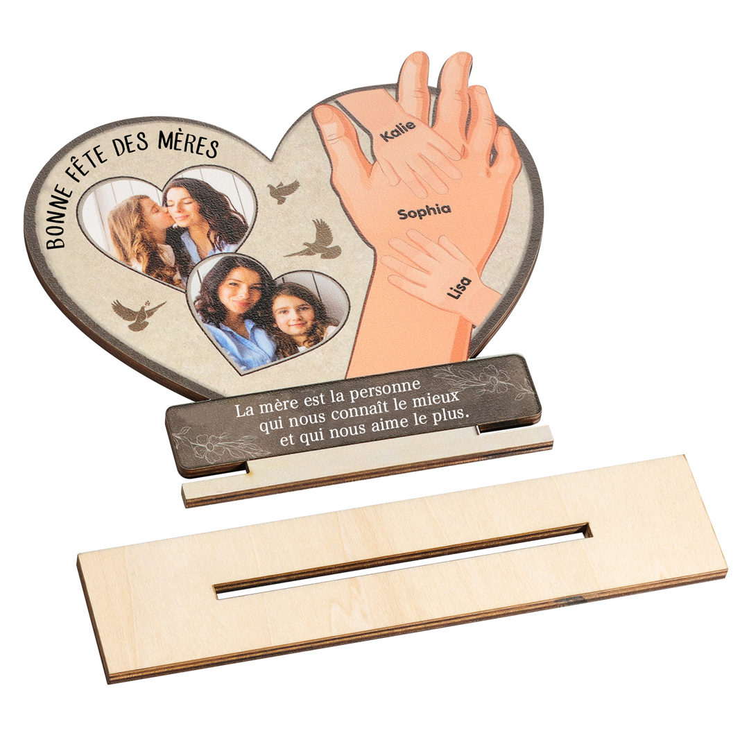 Décoration en bois 2 Textes et 2 Photos Personnalisés Ornement pour Maman