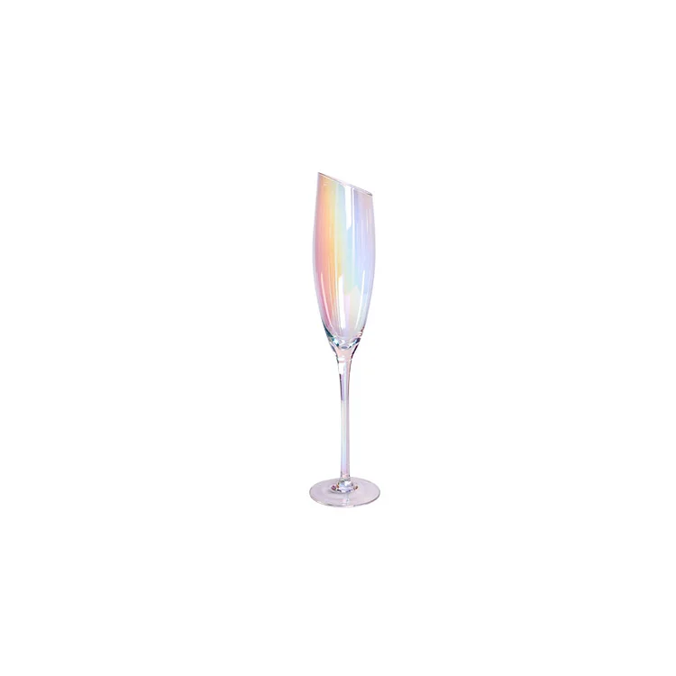 Beveled Multicolored Glass Champagne Glass
