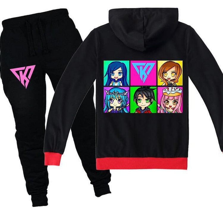 Mayoulove Girls Boys Itsfunneh Wallpaper Print Cotton Hoodie And Pants Tracksuit-Mayoulove