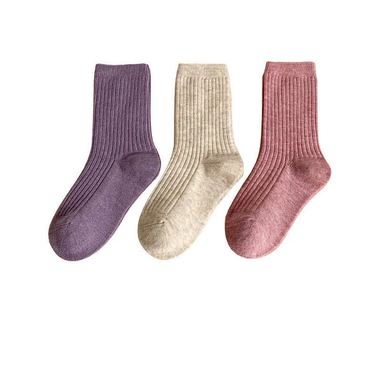 3 Pairs Toddler Solid Color Stretch Socks