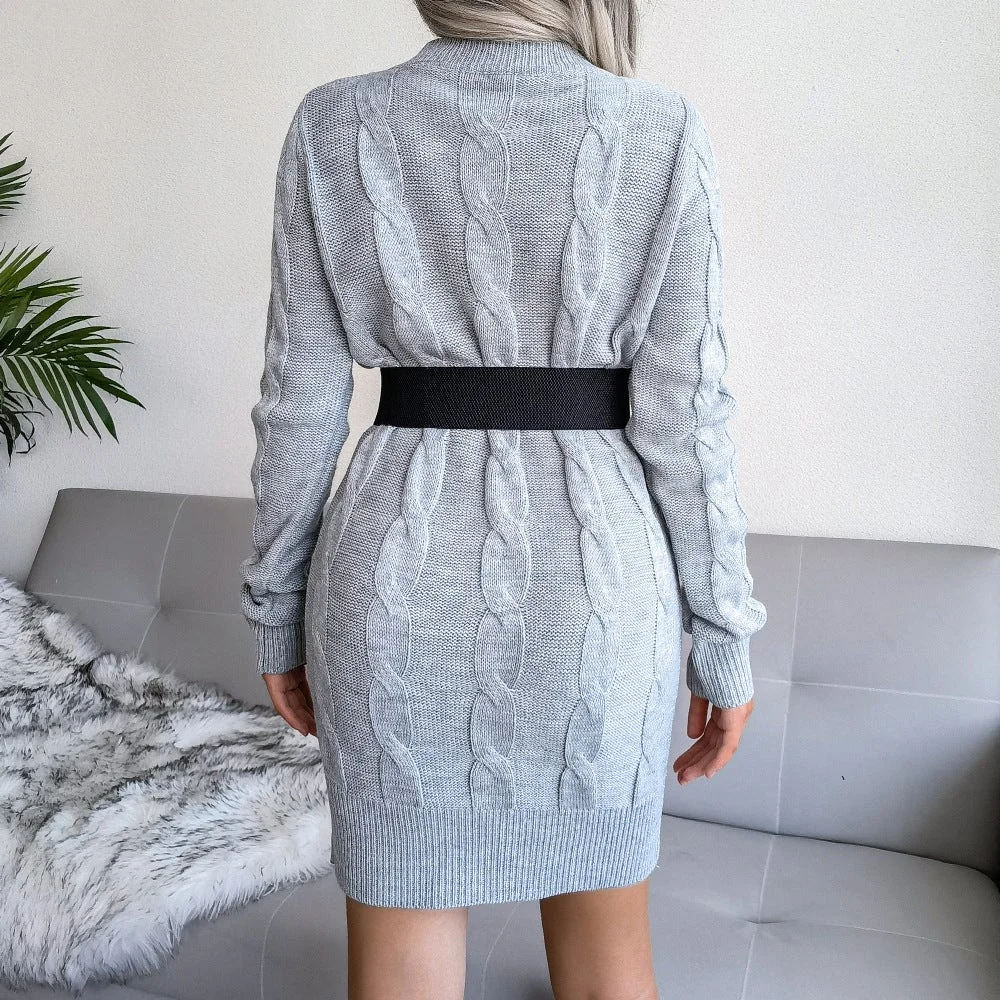 Woman Twist Bag Hip Sweater Dress Knitted Dress