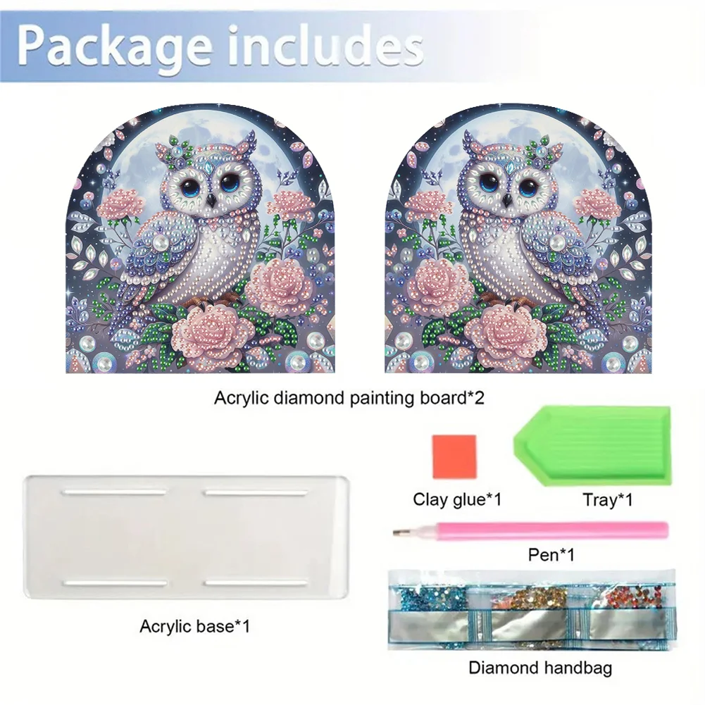 DIY Owl Acrylic Diamond Painting Napkin Rack Diamond Art Paper Towel Holder