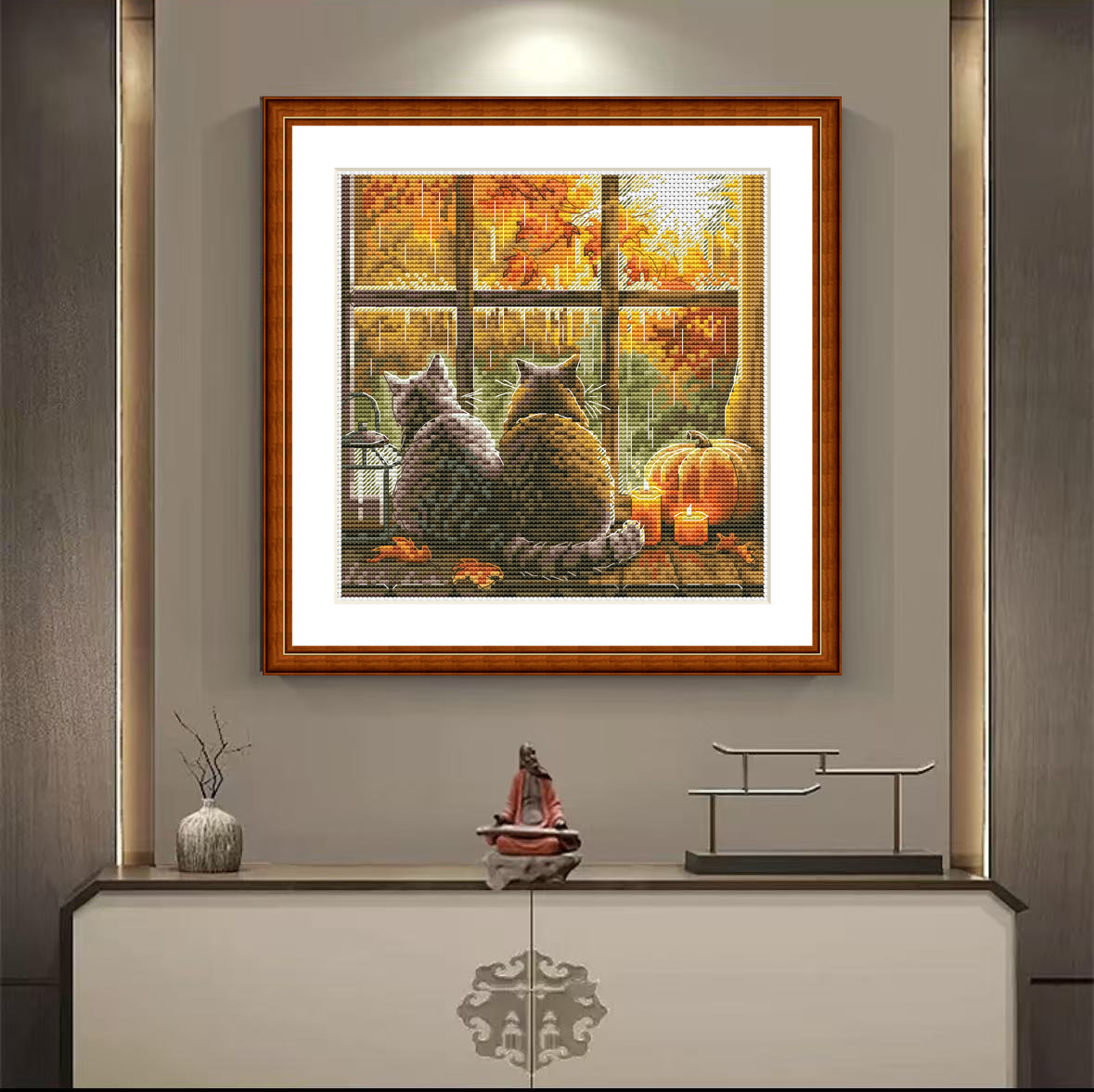 1set DIY Printed Cross Stitch Kit, 【CC2437- Little Cat on the Window Sill】cross stitch embroidery fabric Painting Fairy Cross Stitch