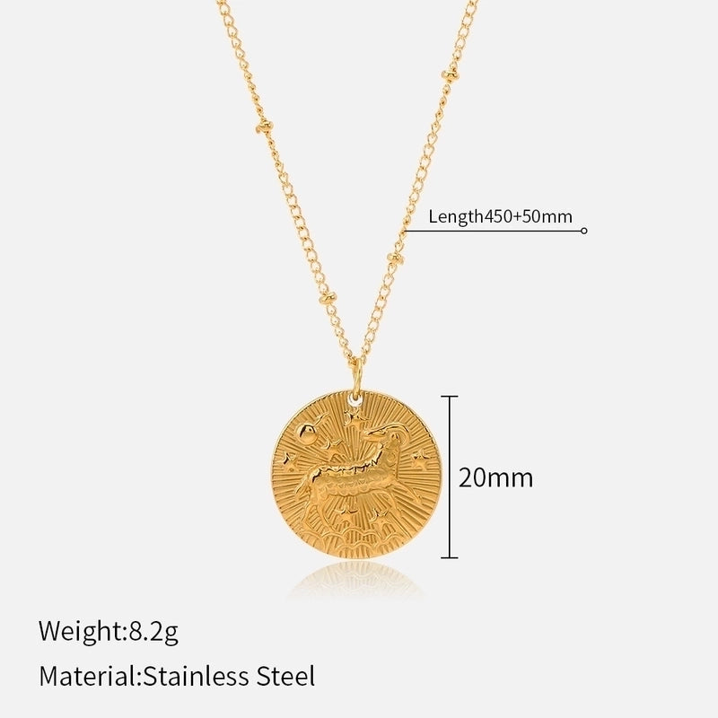 Titanium Steel Minimalist Plating Round Constellation Pendant Necklace