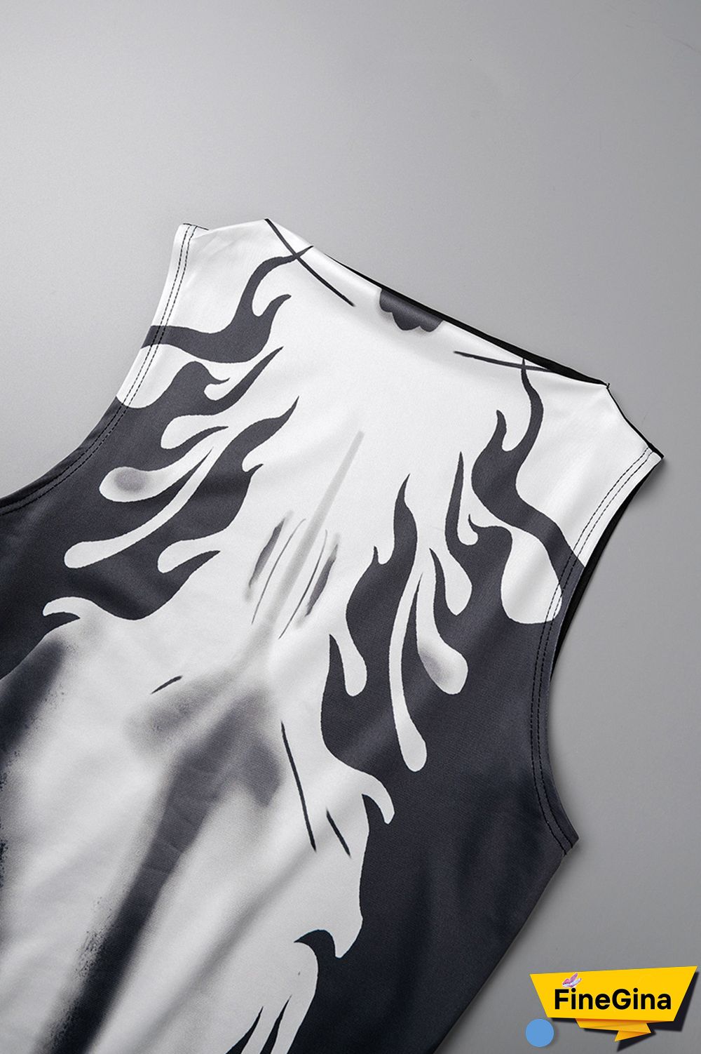 Black Sexy Print Basic O Neck Sleeveless Dress Dresses