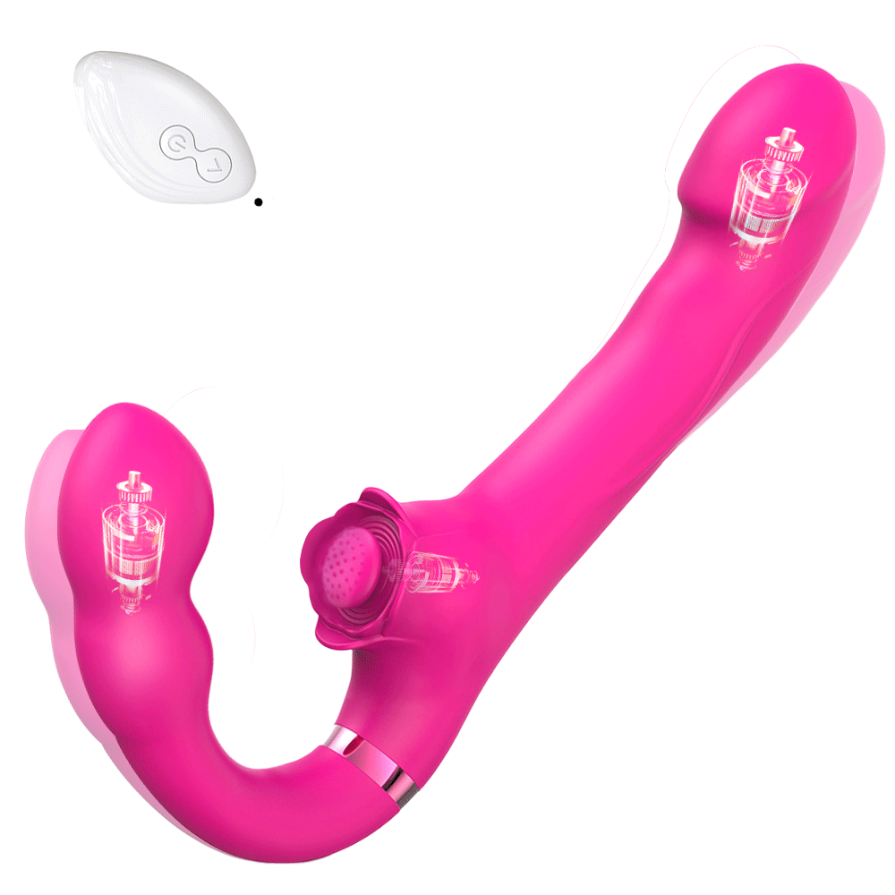 pink 3-in-1 clit sucker vibrating anal sex toy double stimulation rose toy