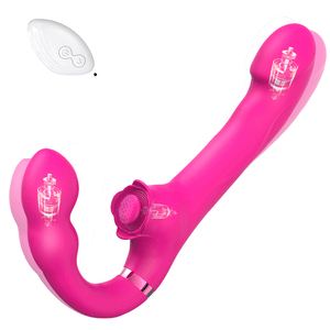 3-in-1 Rose Clit Stimulator with Dual Motors and Shock Function Panty Vibrator