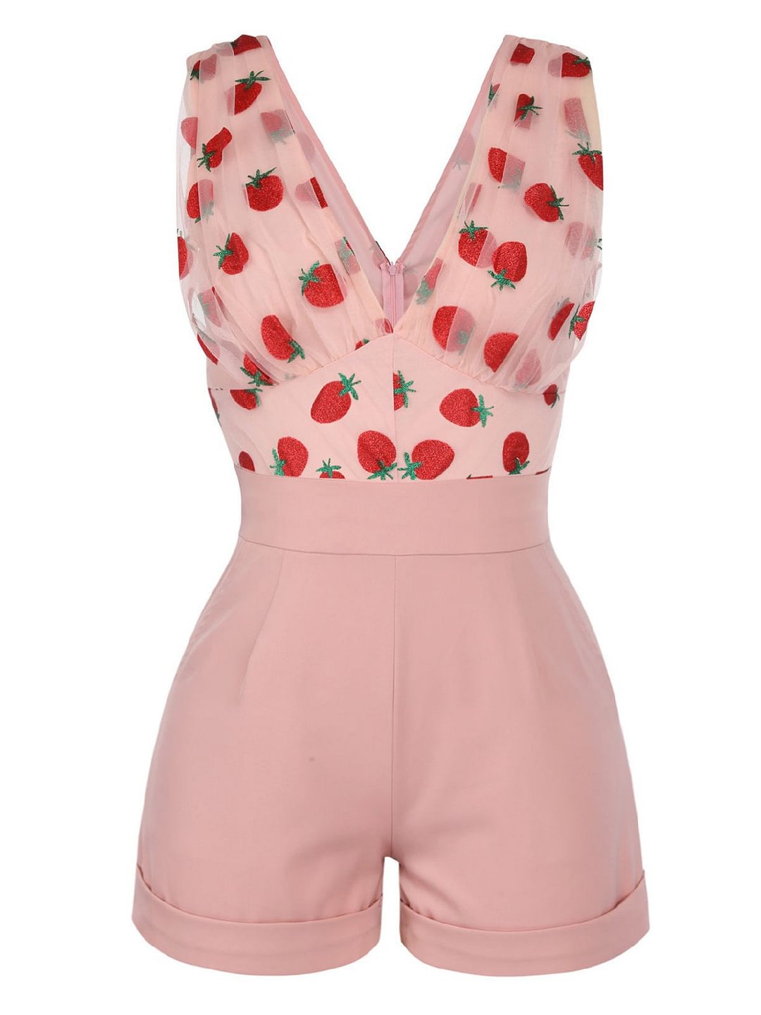 [Pre-sale] Strawberry Pink 1950s Patchwork Lace Romper
