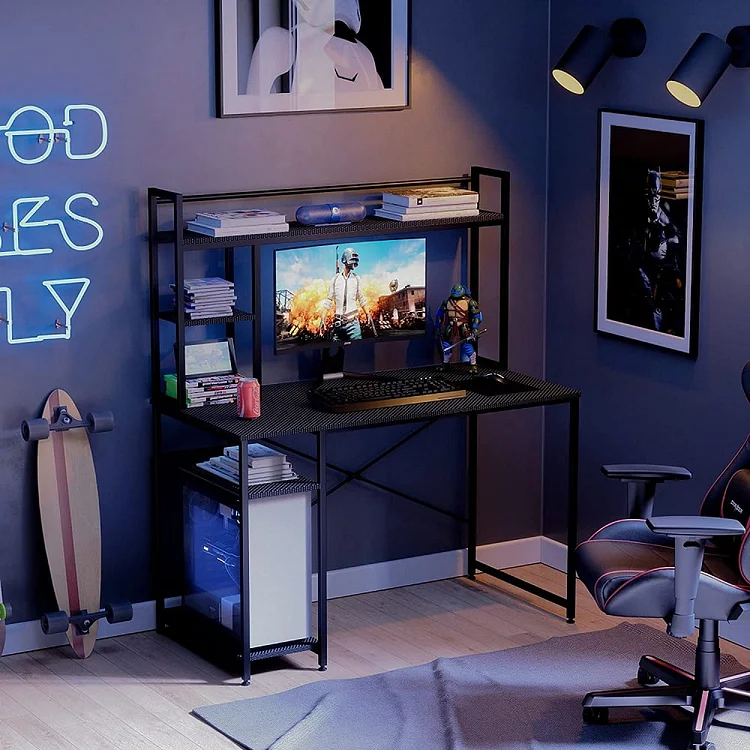 Bestier 47.2 inch Gaming Desk with Shelf Home Office Computer Table