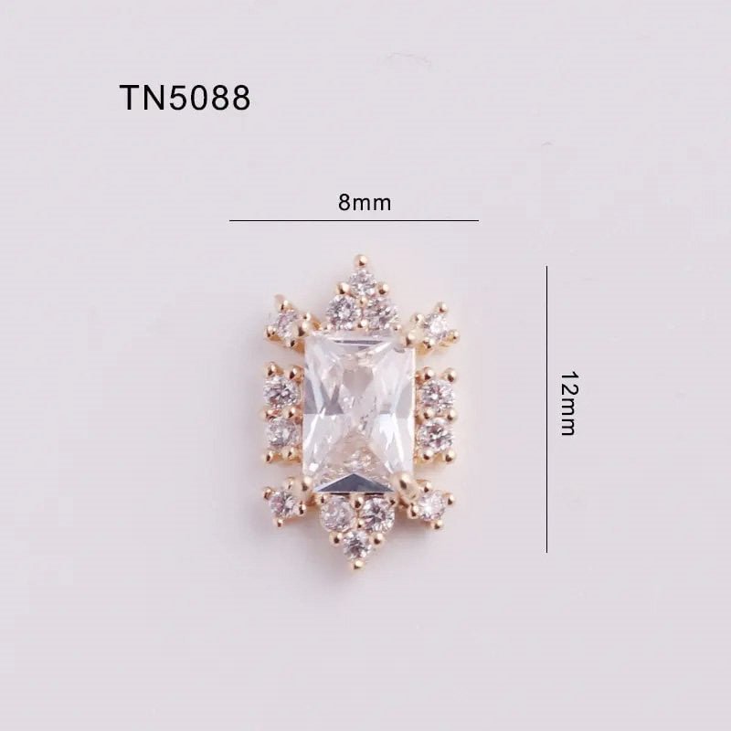 5pcs Luxury TN5088 Rectangle Alloy Zircon Nail Art Decoration Jewelry Rhinestones Nails Accessories Supplies Decorations Charms