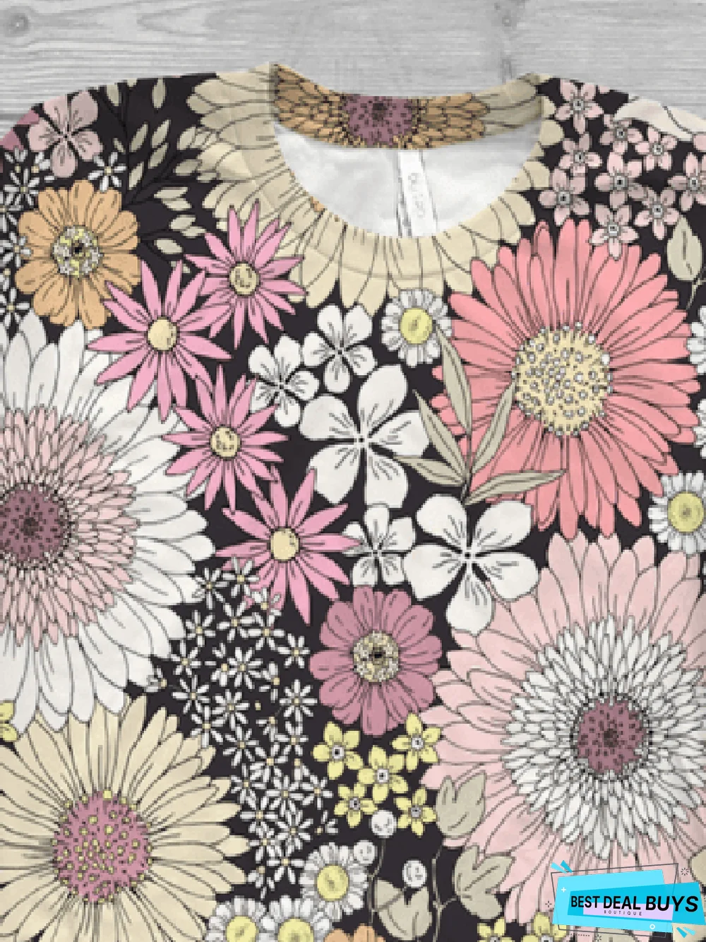 Casual Floral-Print Short Sleeve T-shirt