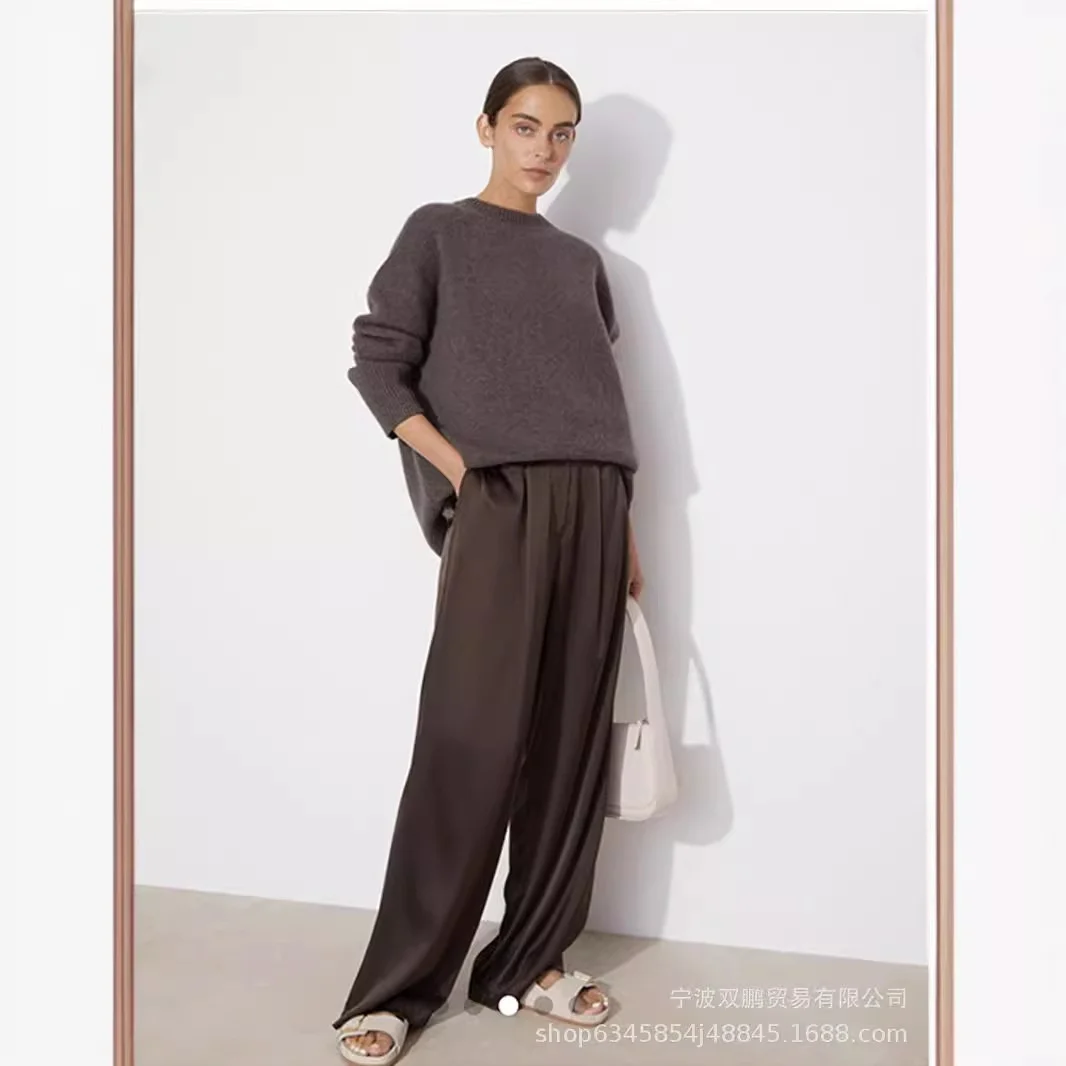 Athvotar Athvotar And Winter Explosion Of Women's Knitted Shirt Round-Neck Solid Color Loose Sweater