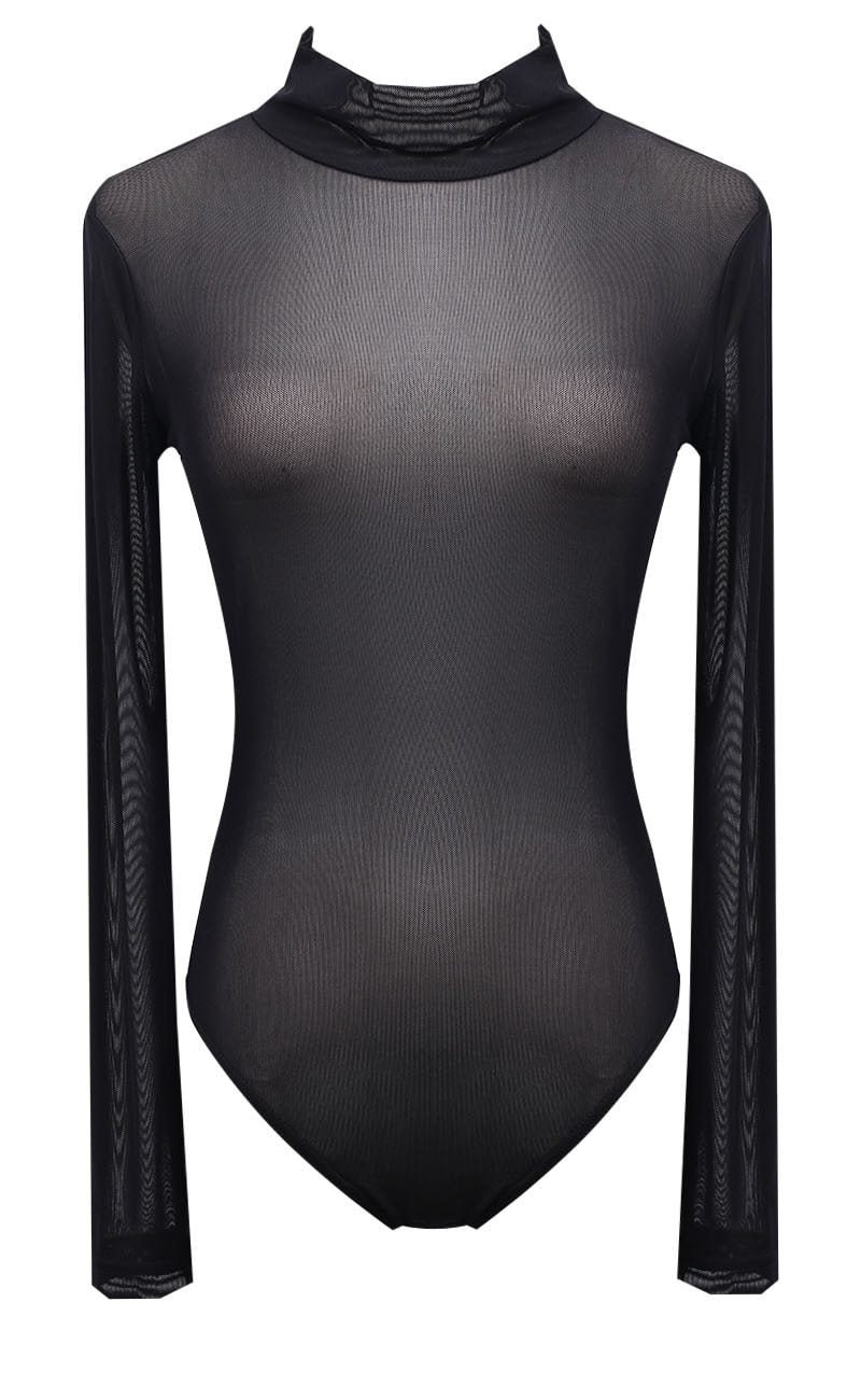 Transparent Solid Mesh Bodysuit