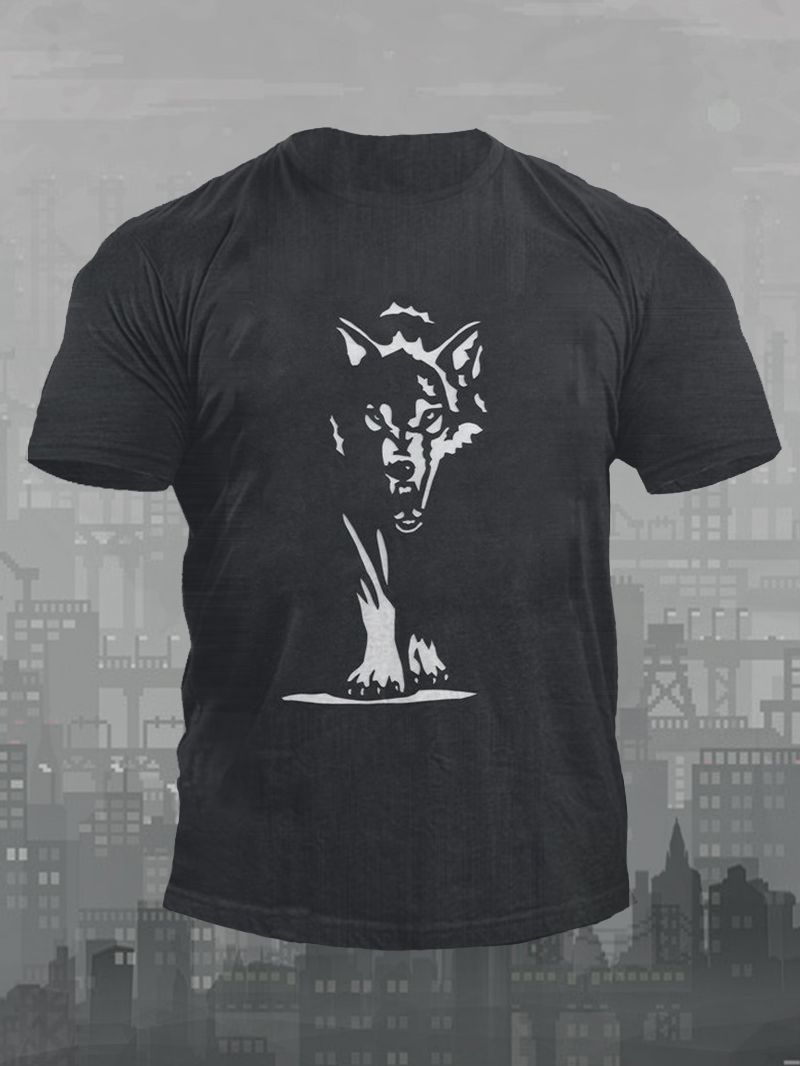 Walking Wolf Printed Men's T-Shirt