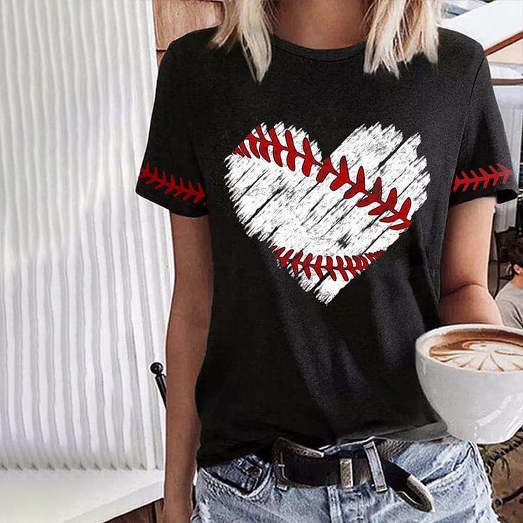 Comstylish Women's Baseball Love Print T-Shirt