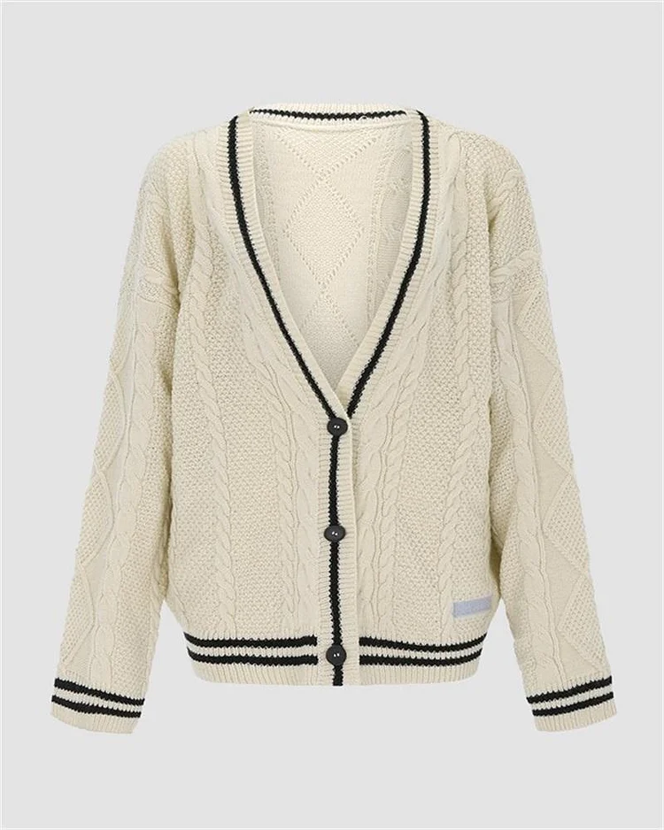 Star Patched Cable Cardigan