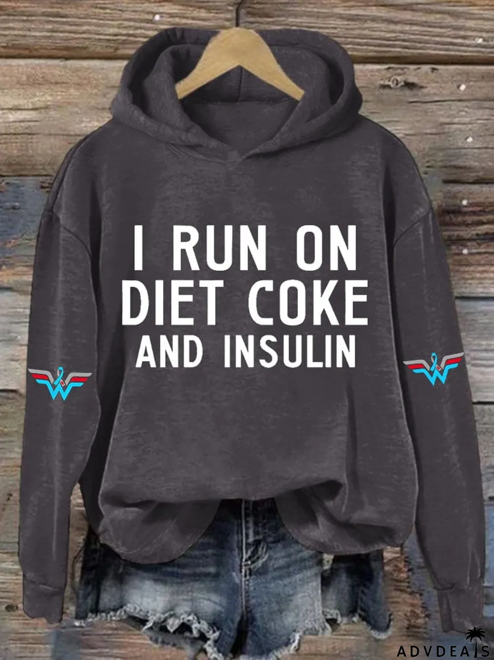 Women's Casual I Run On Diet Coke And Insulin Printed Hooded Sweatshirt