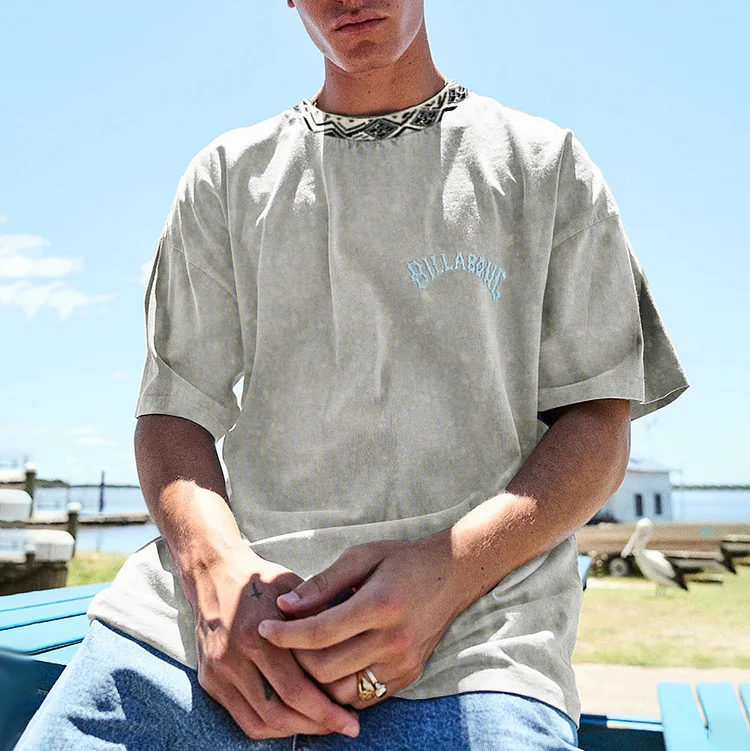 Men's Casual Loose Printed Surf T-Shirt 685c