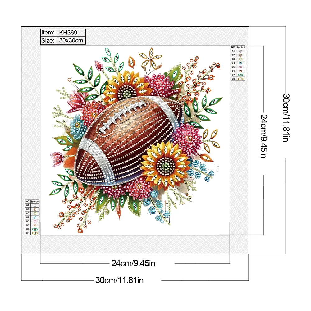 Diamond Painting - Partial Special Shaped Drill - Flower Rugby(Canvas|30*30cm)