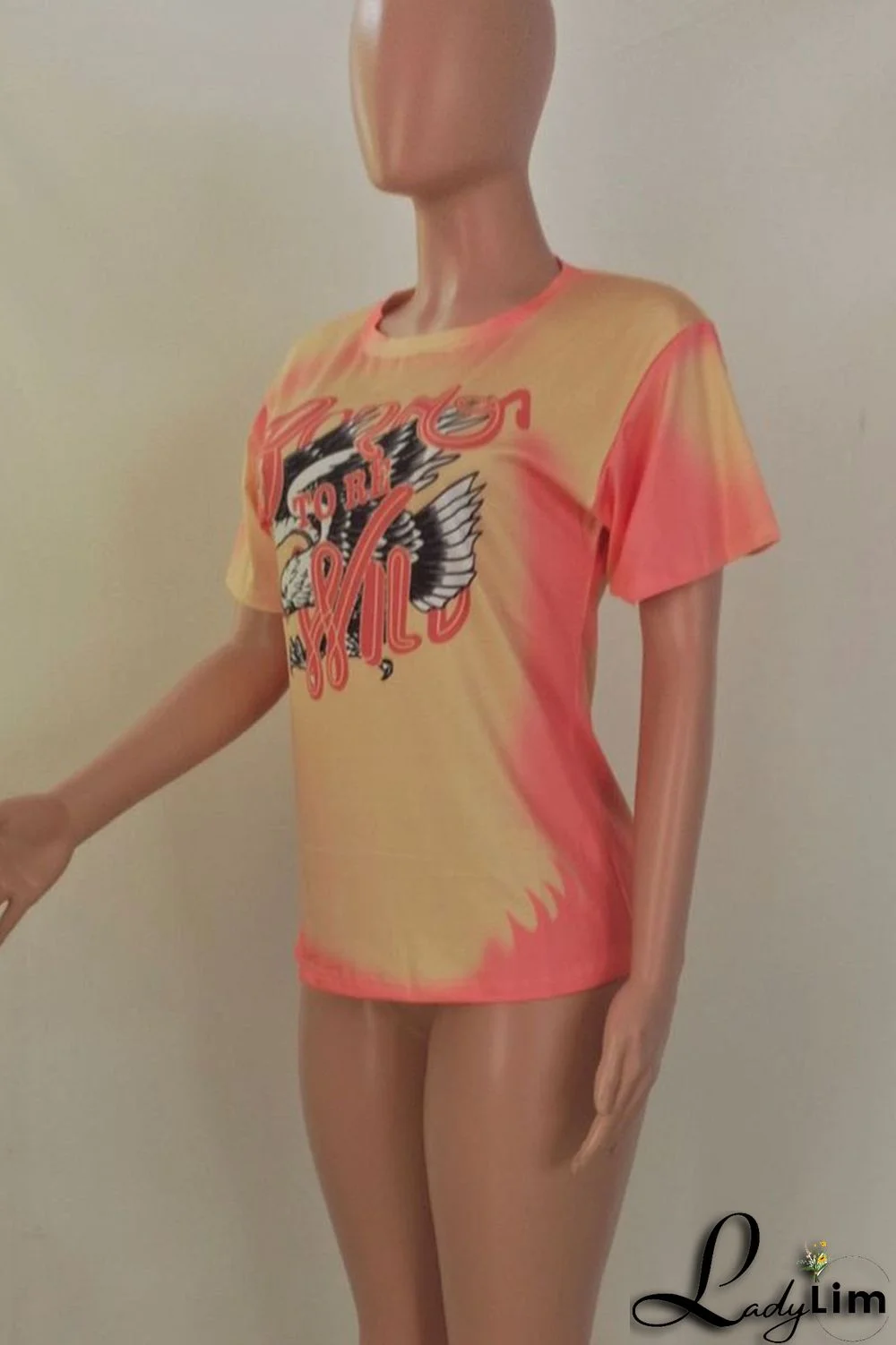 Grey Casual Street Print Split Joint O Neck T-Shirts