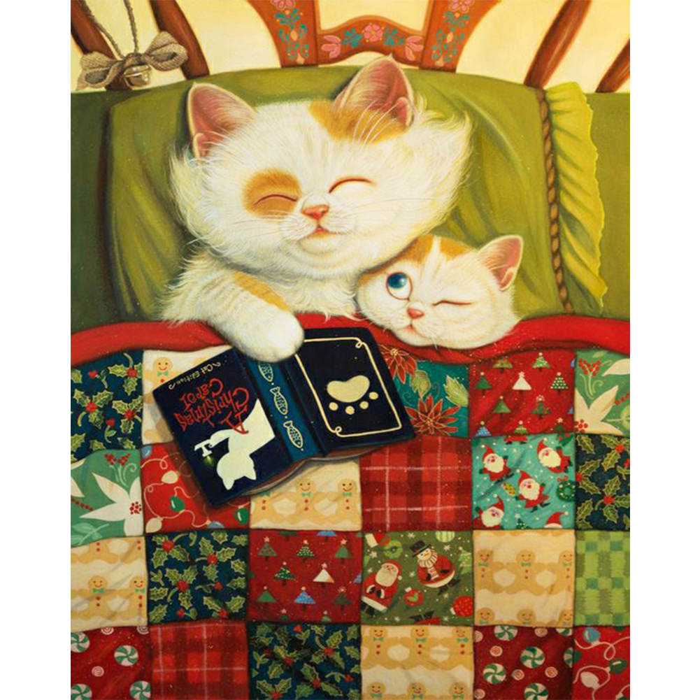 

Cat with Quilt - Round Drill Diamond Painting - 30*40CM, 501 Original