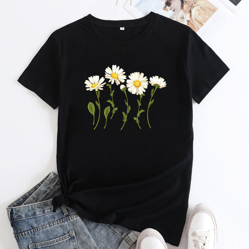 Daisy Print Women's Cotton T-Shirt | ARKGET