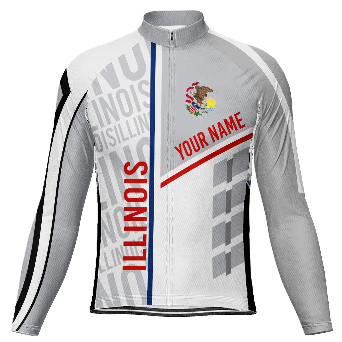 Customized Illinois Long Sleeve Cycling Jersey for Men | captainssportss.com