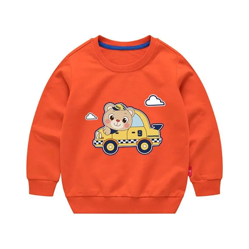 Girls Cute Bear Pattern Active Jacket Tops For Baby Boys Children Clothing Spring Autumn New Casual Sweaters Solid Pullovers
