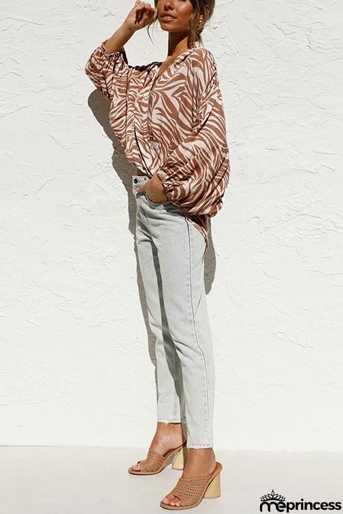 Zebra Cross Over Bat Blouse