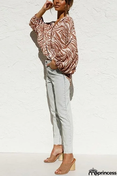 Zebra Cross Over Bat Blouse