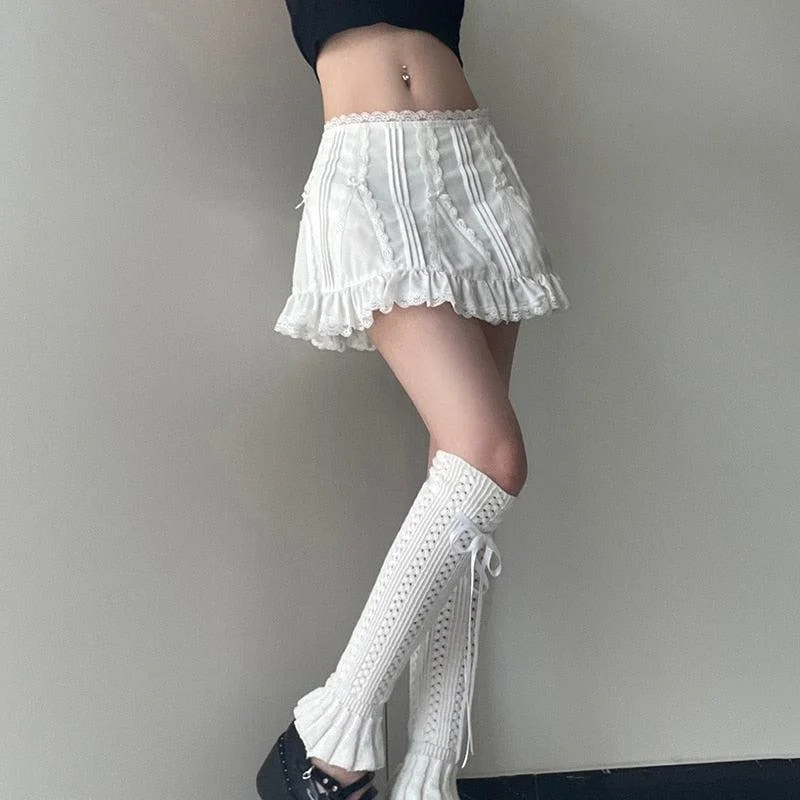 Brownm Frill Hem Mini Skirt