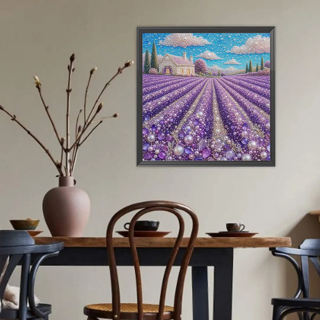 Lavender Pearl Full DIY 5D Round Drill Gem Art Diamond Painting Kits 15.75x15.75 in Diamond Dots Paintings Picture Arts Craft Diamond Art Kits for Adults Beginner Home Wall Decor