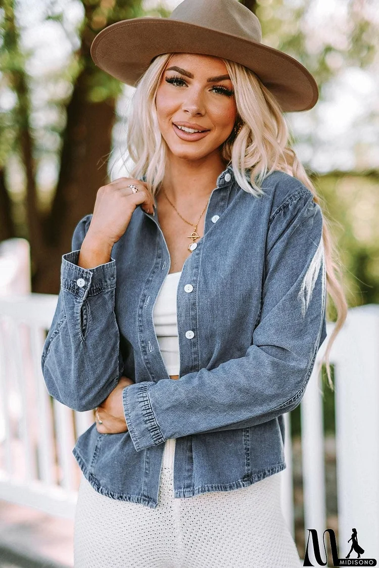 Button Down Collared Denim Jacket