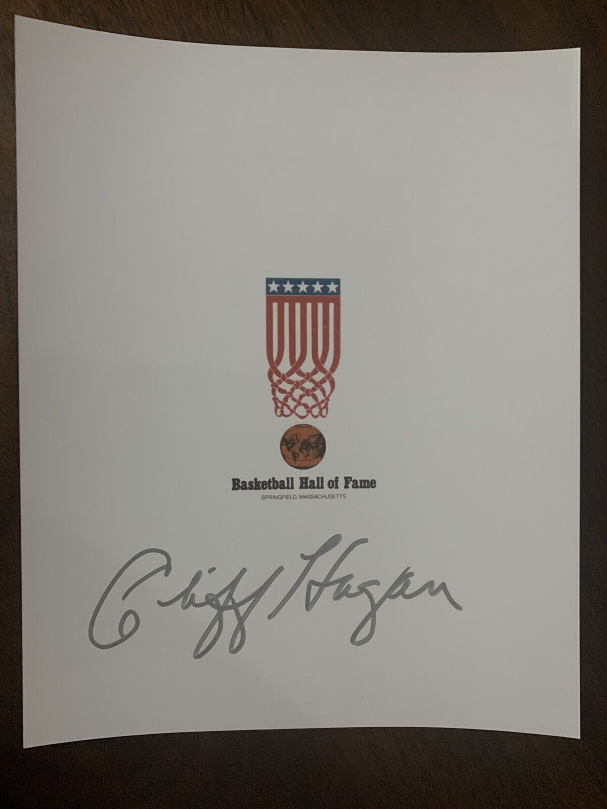 CLIFF HAGAN SIGNED AUTOGRAPHED 8x10 BASKETBALL HALL OF FAME LOGO Photo Poster painting